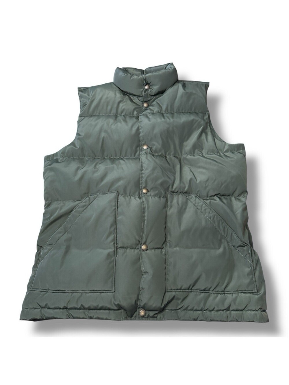 Lands End 80% Goose Down Filled Puffer Vest Green Jacket Outdoor Men’s Size M